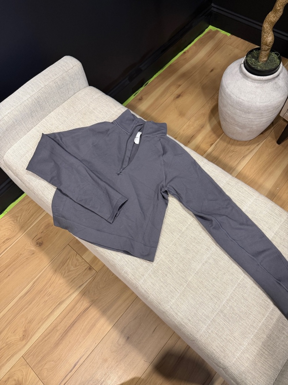 All In Motion Gray Ribbed Half Zip Pullover Athletic Top Long Sleeve Size Medium